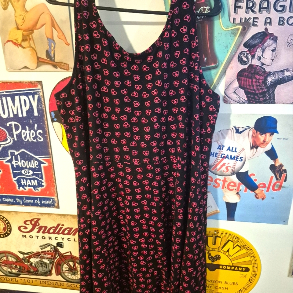 Black and Red Heart Fit And Flare Dress